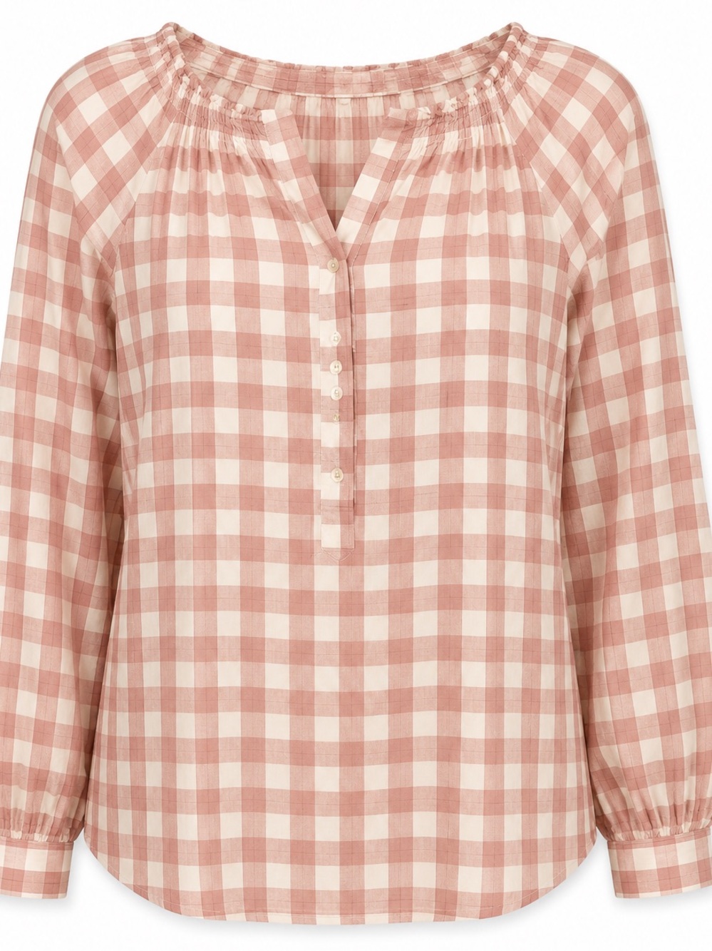 Roller Rabbit Button-Down Peasant Blouse in Pink and White SizeXS